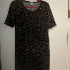 LuLaRoe Julia dress, size m, black paisley print.
